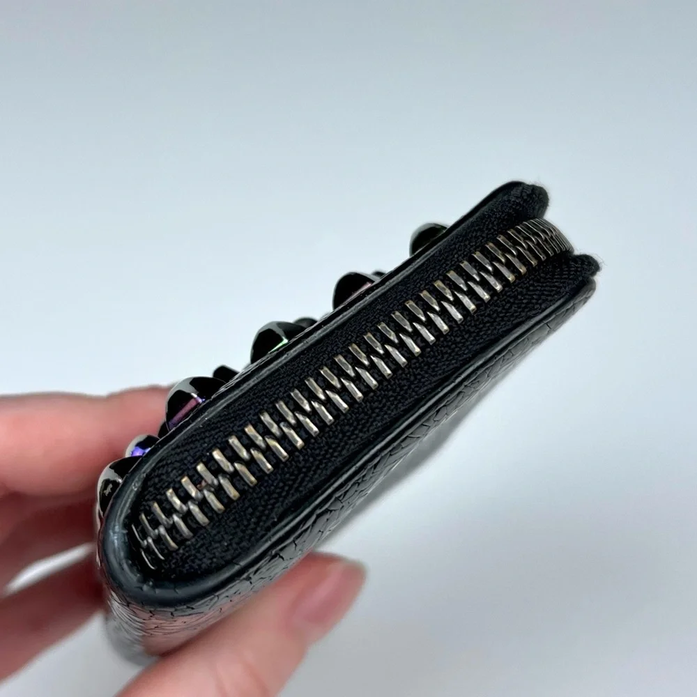 Christian Louboutin Metallic Patent Spikes Panettone Coin Purse Black Mu… - Picture 7 of 7